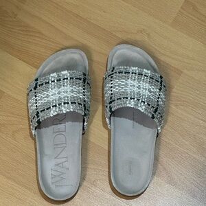 JW Anderson Women's Woven Slide Sandals - Black and Cream